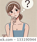 A woman with a question mark floating in her mind 133190944