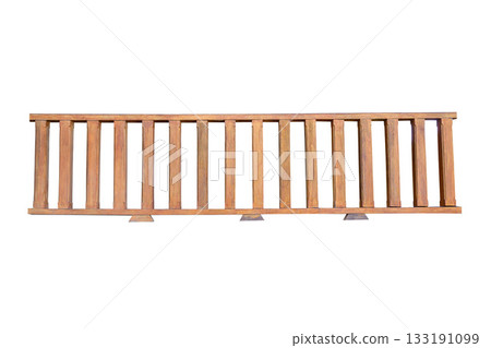 Long wooden fence isolated on white background 133191099