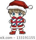 聖誕老人男孩（SD角色）擔心他的禮物。 133191155