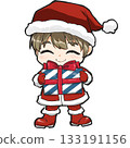 微笑著的聖誕老人男孩拿著禮物（SD角色） 133191156