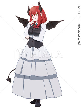 A girl with devil wings, tail and horns A girl with devil wings, tail and horns 133191205