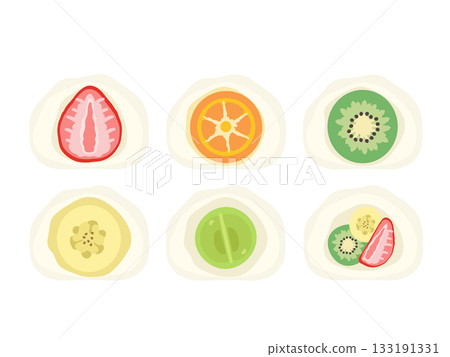 Fruit Daifuku (white bean paste) illustration set Fruit Daifuku (white bean paste) illustration set 133191331