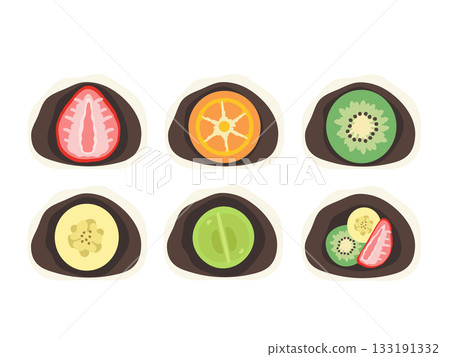 Fruit Daifuku illustration set Fruit Daifuku illustration set 133191332