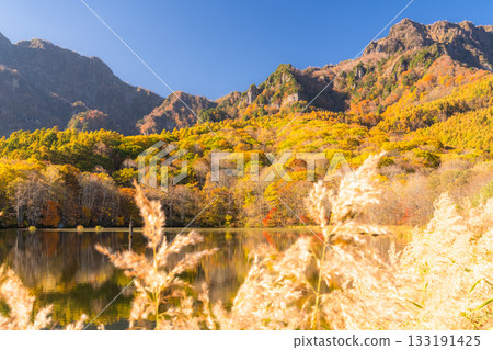 Nagano Prefecture: Kagami Pond and Togakushi at the peak of autumn foliage Nagano Prefecture: Kagami Pond and Togakushi at the peak of autumn foliage 133191425