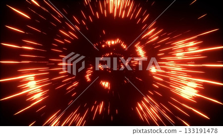 Glowing Red Light Streaks Particles in the Space Background 133191478