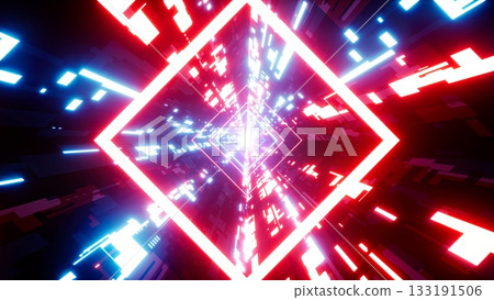 Shining Red and Blue Colored Sci Fi Rays in the Tunnel VJ Art Background Shining Red and Blue Colored Sci Fi Rays in the Tunnel VJ Art Background 133191506