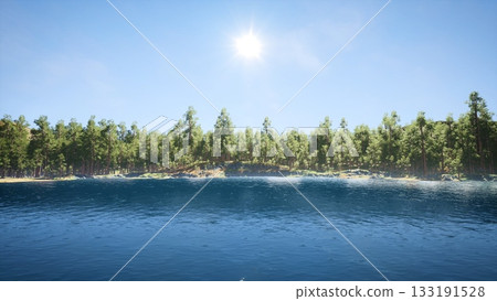 small lake reservoir background 3d rendering 133191528