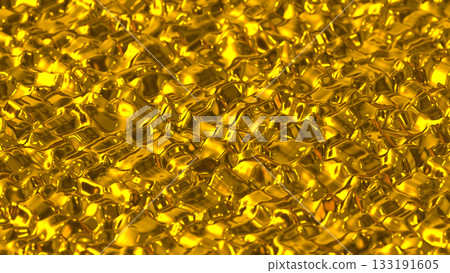 Glossy Yellow Metallic Floor Surface Background 3D Rendering 133191605