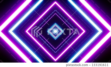 Glowing Multiple Concentric Dashed Line Pattern Neon Light Tunnel 3D Rendering Glowing Multiple Concentric Dashed Line Pattern Neon Light Tunnel 3D Rendering 133191611