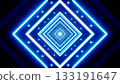 Shiny Blue Geometric Diamond Light Tunnel Background 3D Rendering 133191647