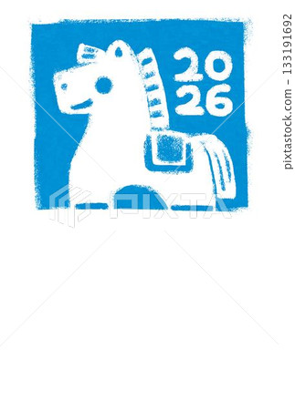 New Year 2026 Horse Year of the Horse New Year's card illustration Scandinavian style blue horse print design Illustration material New Year 2026 Horse Year of the Horse New Year's card illustration Scandinavian style blue horse print design Illustration material 133191692