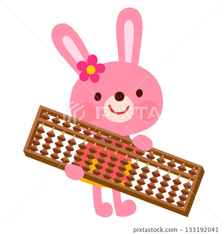 Cute rabbit holding an abacus Abacus class Lessons 133192041