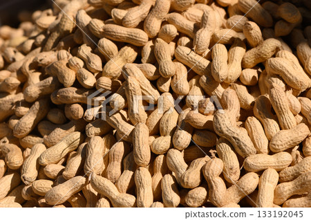 Peanuts gathered under the sun, showcasing nature's produce in a bountiful harvest at the local market 133192045