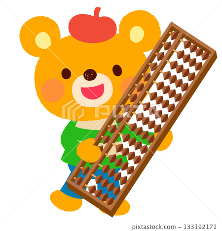 可愛的熊拿著算盤 算盤課 133192171