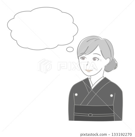 身著喪服的老婦人沉思 133192270