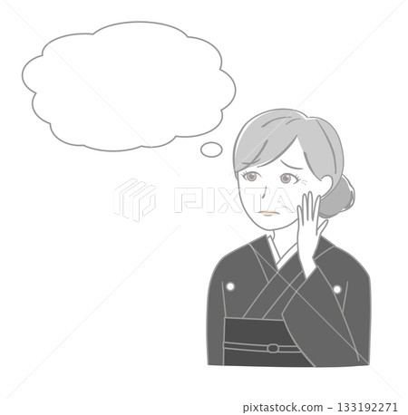 Senior woman in mourning clothes thinking 133192271