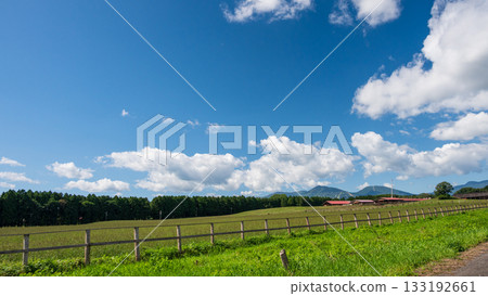 Shizukuishi countryside landscape: Vast farmland 133192661
