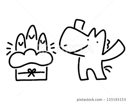 馬兒與門松新年素材一起慶祝新年 手繪單色 133193153