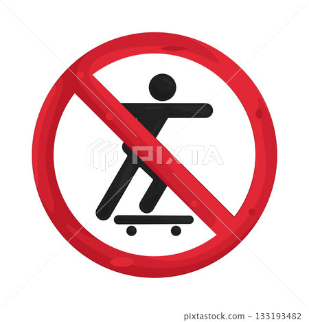 Illustration of no skateboarding sign 133193482