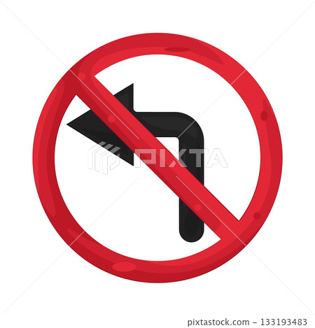 Illustration of no left turn sign 133193483