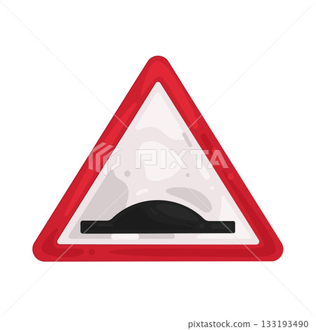 Illustration of speed bump sign  133193490