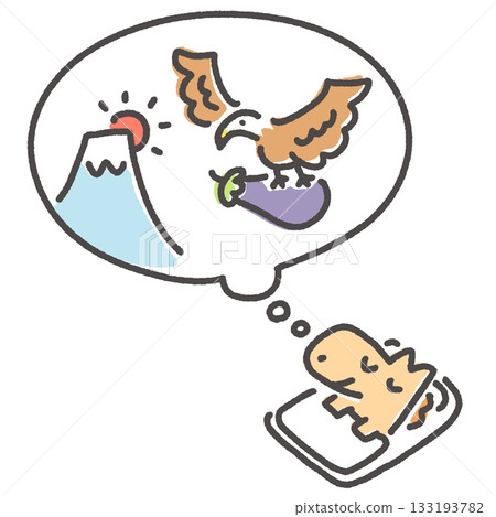 新年第一個吉祥夢－白馬。第一夢是富士山，第二夢是鷹，第三夢是茄子。新年食材。 133193782