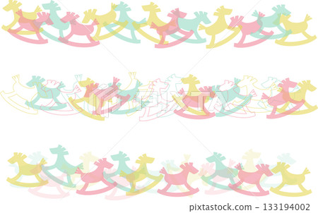 插圖底線和邊框 / 搖搖馬 - 淡雅可愛的配色方案 133194002