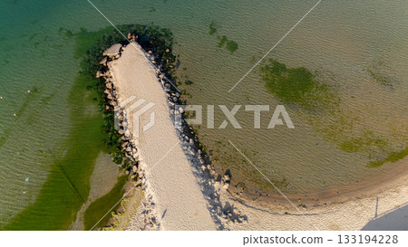 Aerial Drone View Sandy Beach Pier Seashore 133194228