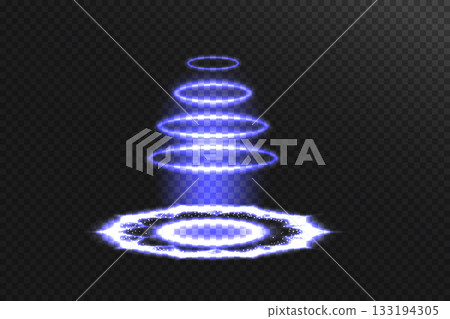 Realistic teleport tunnel, wrap aura effect.  Level up concept. Vector illustration. 133194305
