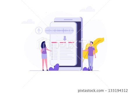 Voice recognition, speech scanning, voice to text concept.Vector illustration 133194312