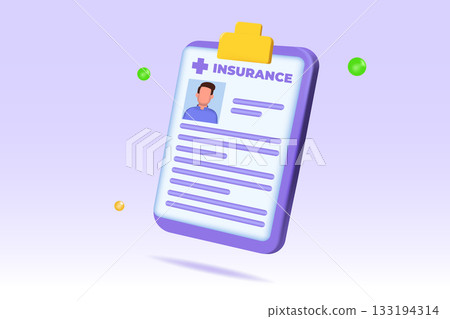 Medical insurance app icon. Vector 3D illustration. 133194314