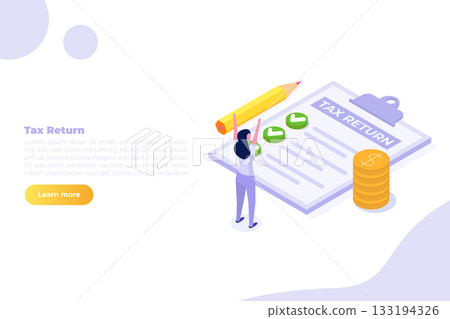 Tax return concept Isometric vector illustration. 133194326