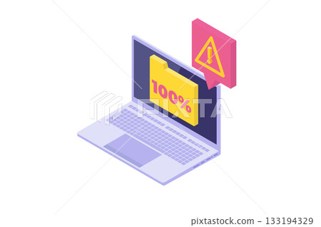 Full memory. Storage space file is full concepts. Isometric Vector illustration. Can use for, landing page, template, web, homepage, poster, banner. 133194329