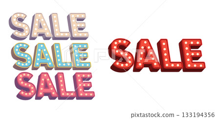 美式招牌風格的「SALE」標誌插圖，可用於傳單等。 133194356