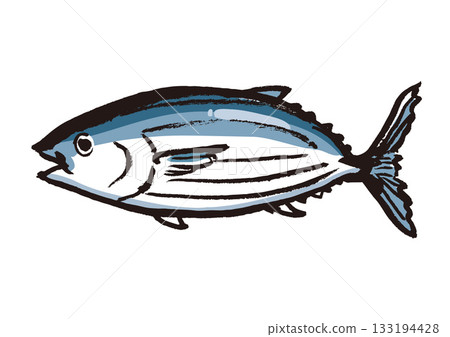鮪魚水墨畫插圖 133194428