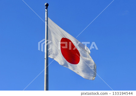 Izumo Taisha Shrine and the Japanese flag (Izumo City, Shimane Prefecture) 133194544