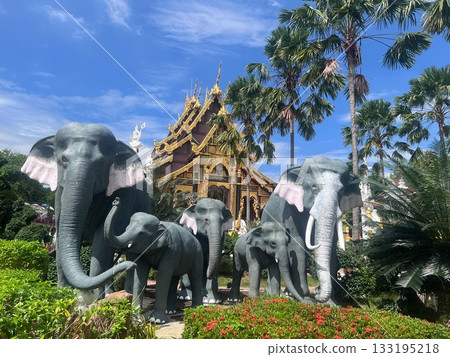 Elephant statues at Wat Saen Suk, Thailand Elephant statues at Wat Saen Suk, Thailand 133195218