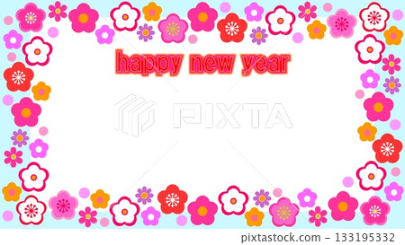 Happy New Year Happy New Year Frame White Space Plum Blossom 133195332