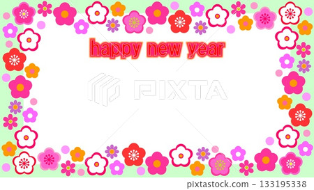 Happy New Year Happy New Year Frame White Space Plum Blossom 133195338
