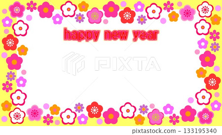 新年快樂 新年快樂 框架 白色空間 梅花 133195340