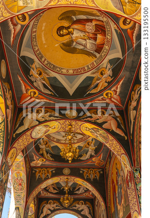 Vibrant Exterior Frescoes, Church of Saint Ioan Iacob, Neamt Monastery, Romania 133195500