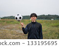 Smiling portrait of a soccer player 133195695