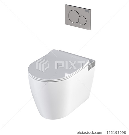 Lavatory pan isolated on a transparent background, bidet, 3D illustration, and CG render Lavatory pan isolated on a transparent background, bidet, 3D illustration, and CG render 133195998