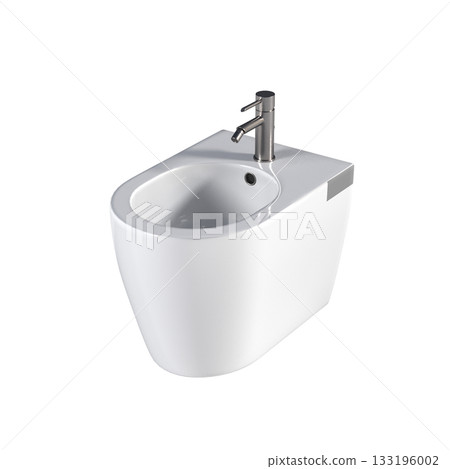 Lavatory pan isolated on a transparent background, bidet, 3D illustration, and CG render Lavatory pan isolated on a transparent background, bidet, 3D illustration, and CG render 133196002