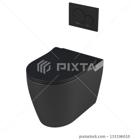 Lavatory pan isolated on a transparent background, bidet, 3D illustration, and CG render 133196010