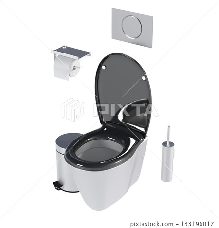 Lavatory pan isolated on a transparent background, bidet, 3D illustration, and CG render 133196017