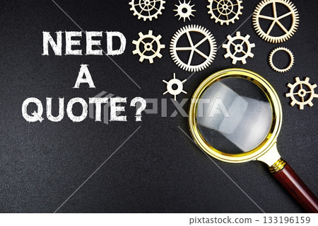 Need A Quote? text message with magnifying glass on black background Need A Quote? text message with magnifying glass on black background 133196159