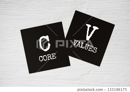 CV - Core Values text message on stick note on concrete background 133196175