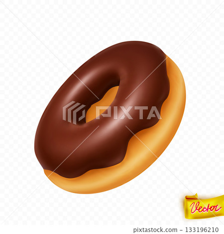 realistic donut with smooth chocolate glaze, perfect for cafe menus, dessert promotions, bakery packaging, food ads and sweet branding concepts 133196210