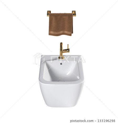 Lavatory pan isolated on a transparent background, bidet, 3D illustration, and CG render Lavatory pan isolated on a transparent background, bidet, 3D illustration, and CG render 133196298